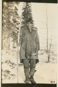 Image of Napa-o- Nascopie [Innu] Indian with bow and arrows